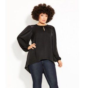 City Chic Hi Lo Sense Black M/18 Top  NWT